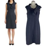 Classiques Entier  Check Sheath Dress Bow Neck Gray Brown Size 6 Photo 1