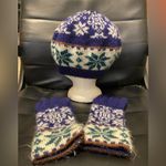 Vintage VTG 1980s Aris Knit Acrylic Womens Hat Gloves Set OSFA Purple Snowflakes Photo 1