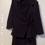 My Michelle Chic  burgundy Pinstripe Blazer and Skirt Set Photo 1