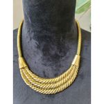 Womens Gold Tone Twisted Rope Statement Necklace With Lobster Clasp Lock Jewelry Photo 1