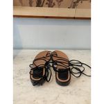 Stuart Weitzman  Nieta Shoes Womens Size 8.5 Tan Black Lace Up Flat Leather Sanda Photo 4