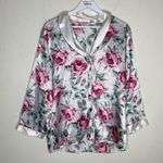 Honors Intimates Vintage Pajama Top Satin Silky Rose Pink Floral Nightwear Sz M Size M Photo 0