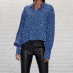 ZARA Blue Leopard Print Oversized Top Size S Photo 15
