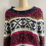 Free People Silver Reed Fair Isle Chunky Knit Sweater- Size Large- Multicolored Photo 2
