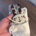 Urban Outfitters New beige ribbed cotton socks with detachable rabbit Photo 4