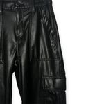 American Eagle  Stretch High-Waisted Vegan Leather Straight Cargo Pant Black Sz 2 Photo 4