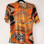 Ubu on the Green Quarter Zip Golf Shirt in Orange Multicolor XS Photo 0