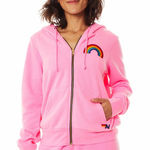 Aviator Nation  Neon Pink Rainbow Zip Up Hoodie NWT Size Large Photo 0