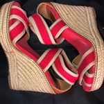 Tory Burch Adonis Red & Tan Wedge Platform Espadrilles Open Toe Size 7 Photo 5