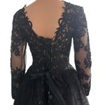 Goth Black Wedding Train Appliqué Dress Size 8 Photo 7