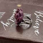 Oversized Vintage Bohemian Style Dark Plum Rose Adjustabke Ring Purple Photo 2