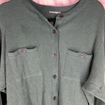 Dark Green Button Down Waffle Knit Long Sleeve Size undefined Photo 2