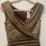 Cache  Luxe Golden Bronze Bandage Sheath Dress Bodycon Sexy Size 4 stretch Photo 6