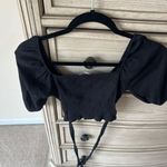 Blue Blush Black Tie Short Sleeve Top Photo 4