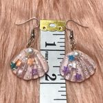 Handmade Pastel Pink Kawaii Glitter Star Confetti Resin Seashell Earrings Photo 3