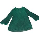 Women's India Boutique Green Boho Top Shirt Free Size Sequin Embroidery Flowy Photo 8