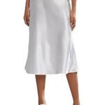 SheIn 🆕Satin Side Zip White Midi Skirt Photo 0