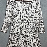 J Jill Cardigan Tunic Top Womens M Button Front 3/4 Sleeve Leaf Print Casual White Size M Photo 0