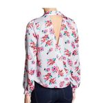 Lush Clothing Lush Floral Satin Faux Wrap Surplice Blouse Lavender Pink Large Photo 4