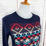 J.Crew  Aztec Fair‎ Isle Jacquard Stich Wool Sweater Blue XS Crewneck Pullover Photo 5