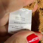 Pink Rose  Striped Pocket Sweater Size L Boxy Relaxed Knit Crewneck Mustard Photo 2