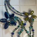 Source Unknown Multicolor Floral Beaded Necklace Blue Photo 2