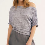 Free People We The XS Astrid Convertible Neck Oversize T-Shirt Gray Spacedye Photo 0