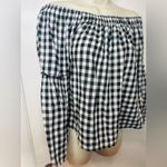 Who What Wear Women M Lightweight Cotton Gingham Check Bell Sleeve Blouse Top Photo 2