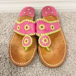 Jack Rogers  Jacks Flat Sandals 8 Fuchsia Pink And Lime Green Womens Preppy Boho Photo 1