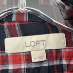 Loft  Puff Sleeve Plaid Button Up Shirt Casual Preppy Office Travel‎ Women's M Photo 4