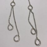 Silver tone formal rhinestone dangle post back earrings Photo 2