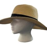 J.Crew Womens Packable Sun Hat M-L Natural Tan Black Ribbon Photo 0