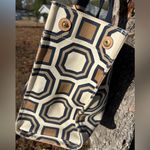 Tory Burch Geometric Block Print Canvas w/ logo charm tote bag Photo 2