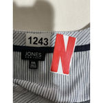 Jones New York Woman’s Jones Ny Blue White Short Sleeve Shirt Xxl Ribbed Knit V Neck Photo 3