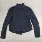 Vince  Textured Knit Moto Jacket S Zip Fringe Trim Collar Black Photo 10