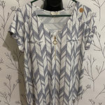 Stylish Women's Blue and White Blouse Size XL Photo 0