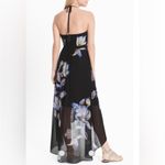 White House | Black Market Floral Hi-Lo Maxi Dress Black Blue Opal Size 8 Halter Photo 2