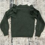 Madewell Hollydene Ruffle-Shoulder merino wool blend Pullover Sweater size XS in Green Photo 3