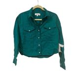 ÉTICA DIANA TOP JADE Linen blend Size XS Snap Buttons long sleeves collared NWT Blue Photo 3