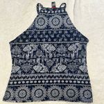 Hot Kiss Navy Blue Elephant Print Halter Top Photo 1