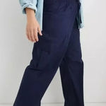 Aerie  High Rise Baggy Cargo Wide Leg Pants Navy Blue Large Photo 0