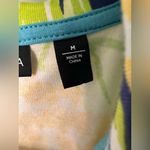 Rafaella  Sleeveless Quarter Zip Polo Blue Tropical Hibiscus NWOT Photo 5