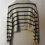 SO  Women's Crew Neck Sweater - White and Gold Stripes Photo 2
