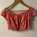 Forever 21  Coral Tomato Red Tropical Floral Print Crop Top Size M GUC Photo 5