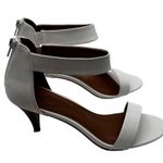 Style & Co Size 10 Ankle Strap Heels Faux Leather Open Toe Sandals Back Zipper White Photo 6