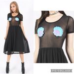 Iron fist NEW! Mermaid For Life Sheer Black Midi Dress 5X Turquoise Blue Shells Photo 4