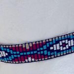 Embroidered Tribal Aztec Choker Blue Photo 2