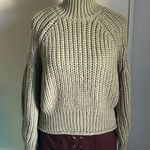 H&M New H & M Women’s Light Khaki Green Chunky Cable Knit Mock Turtleneck Sweater Photo 0