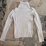 BCBGMAXAZRIA  White Ribbed Turtleneck Knit Sweater Size Small Photo 2