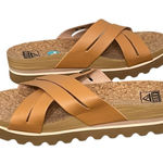 REEF New!  Kaia Cross Tan Cushion Bloom Platform Cork Crisscross Sandals - Size 8 Photo 0